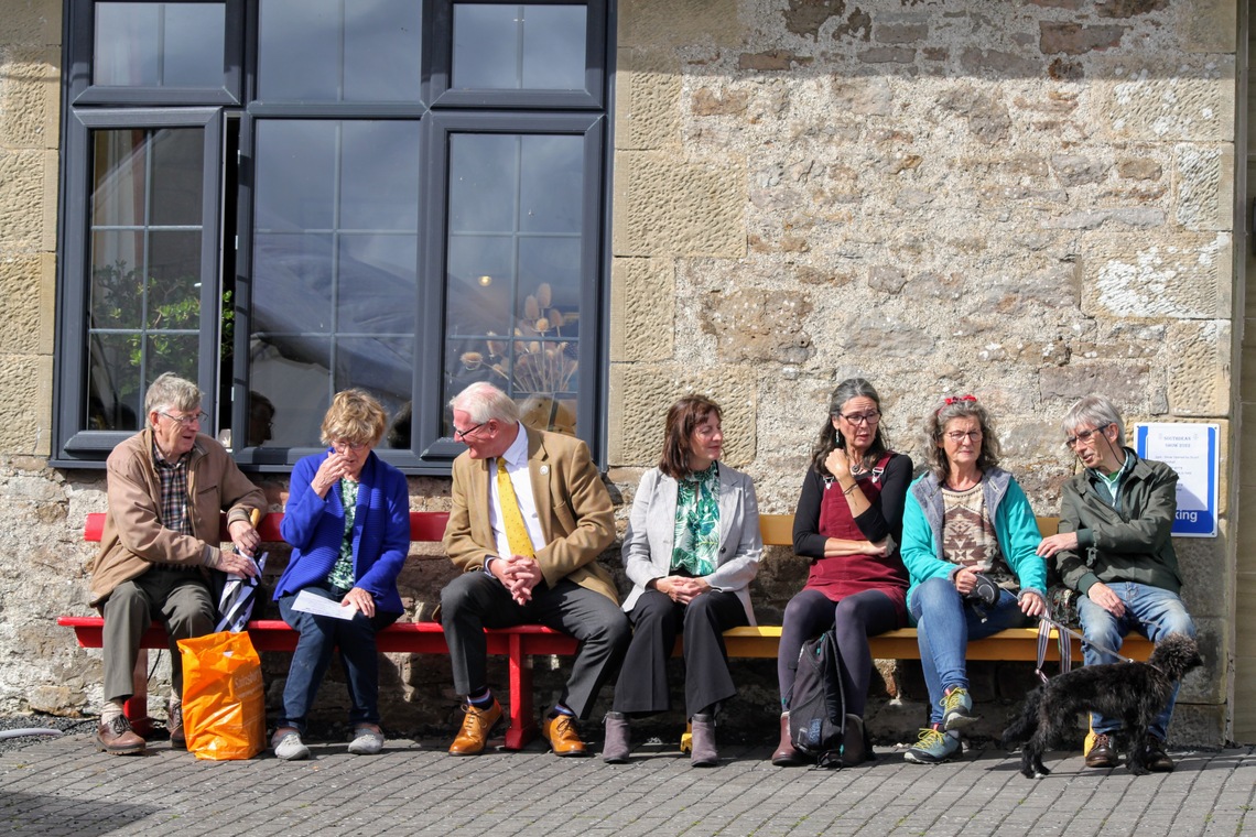 bench of onlookers